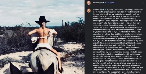 Britney Spears diz ter sofrido “dano cerebral” após fase traumática e faz paralelo com filme “Malévola” - Imagem do artigo