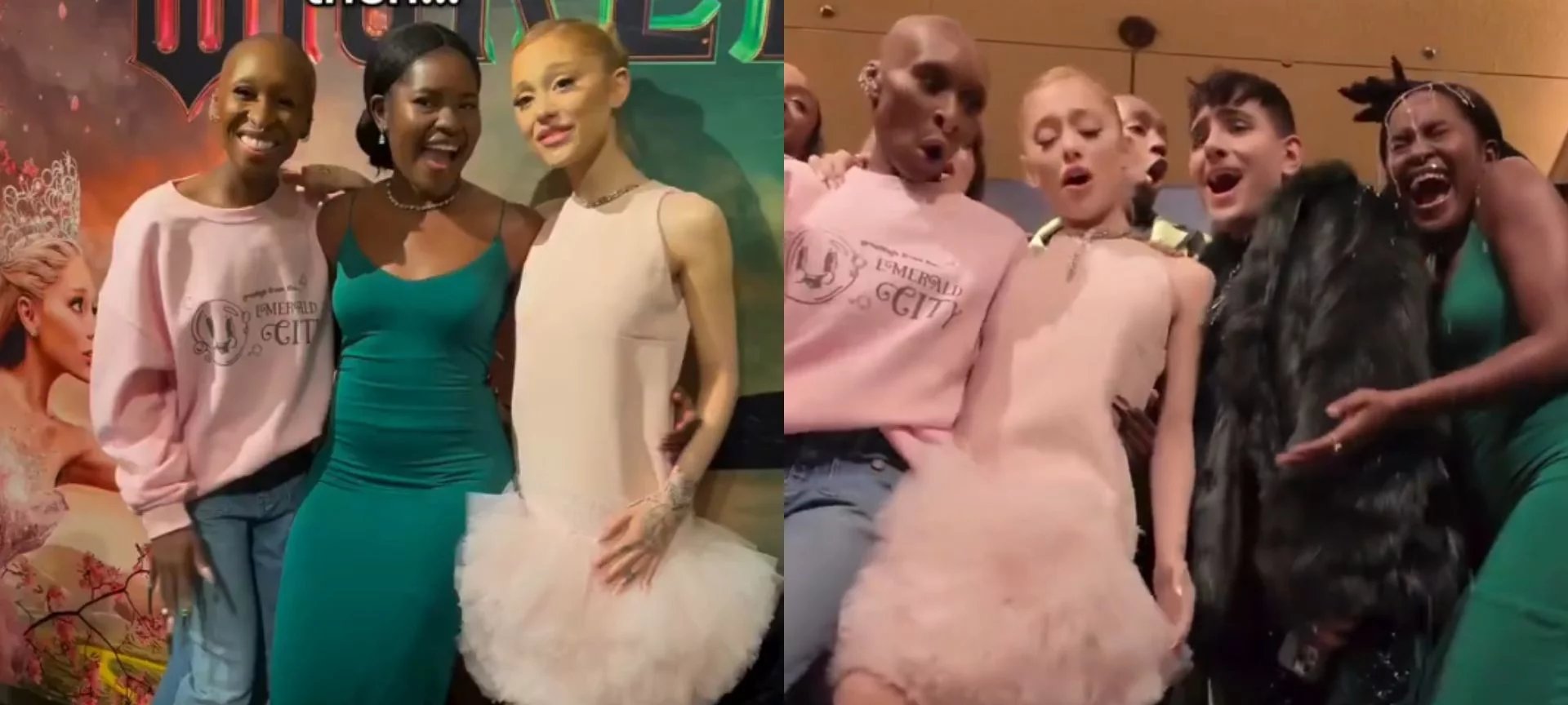 Ariana Grande e Cynthia Erivo correm em socorro de fã molhada por champanhe em première de “Wicked” - Imagem do artigo