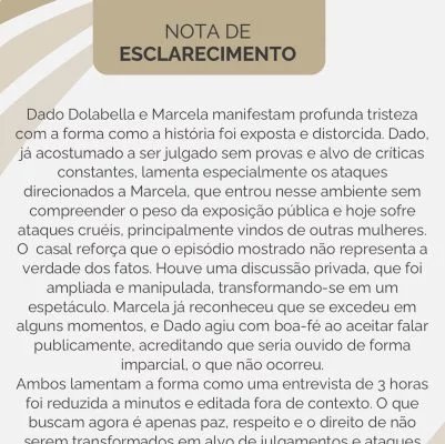 Dado Dolabella e Marcela Tomaszewski acusam Record de editar entrevista fora de contexto - Imagem do artigo